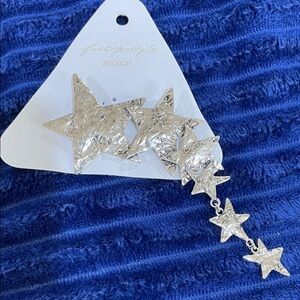 Free People Silver Star Cascading Brooch